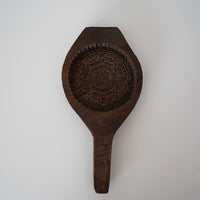 木彫円型双喜文月餅型大