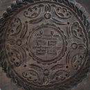 木彫円型双喜文月餅型大