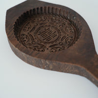 木彫円型双喜文月餅型大