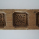 木彫五連草花文月餅型