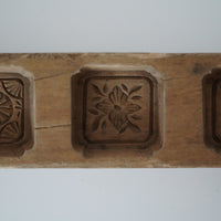 木彫五連草花文月餅型