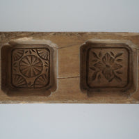 木彫五連草花文月餅型