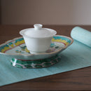 粉彩胡蝶花文高台皿・大