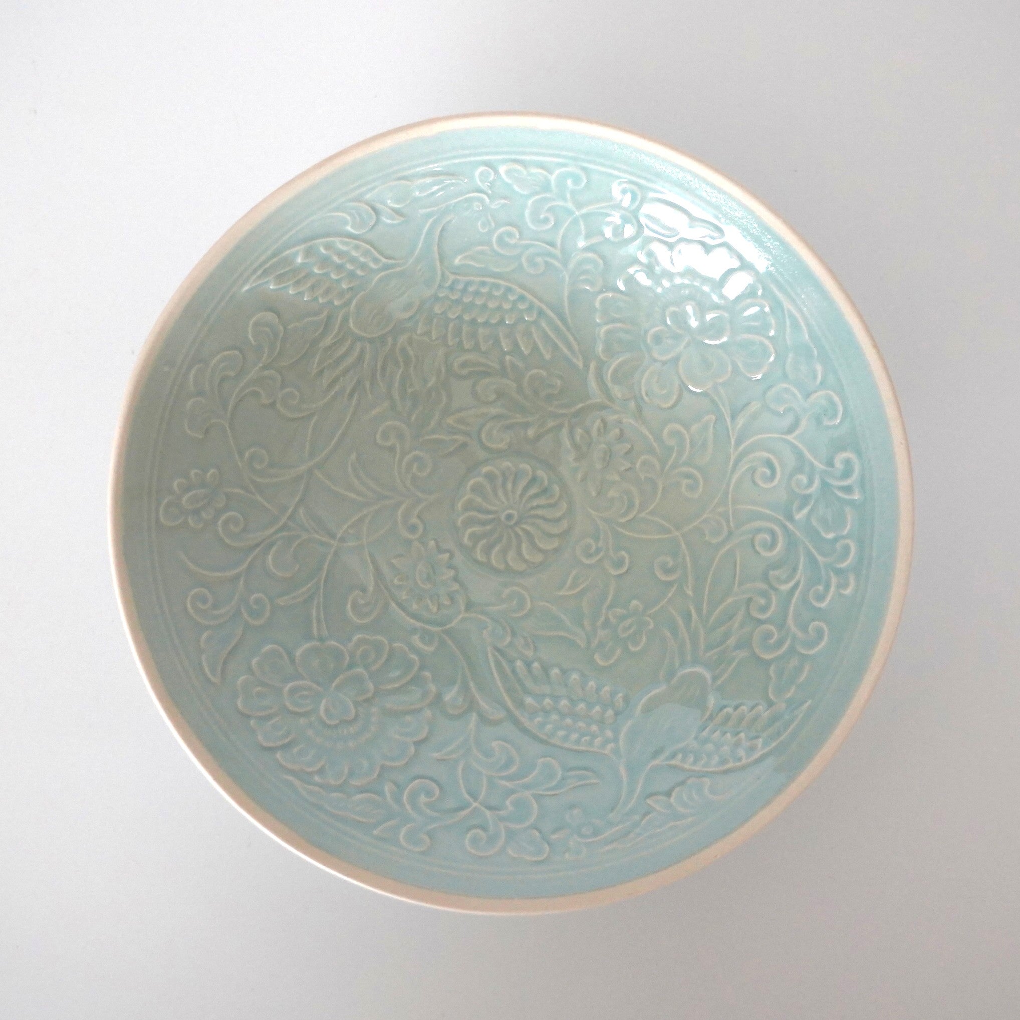 仿古印花鳳凰文壺承 ①淡