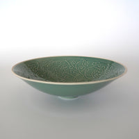 仿古印花鳳凰文壺承 ②緑