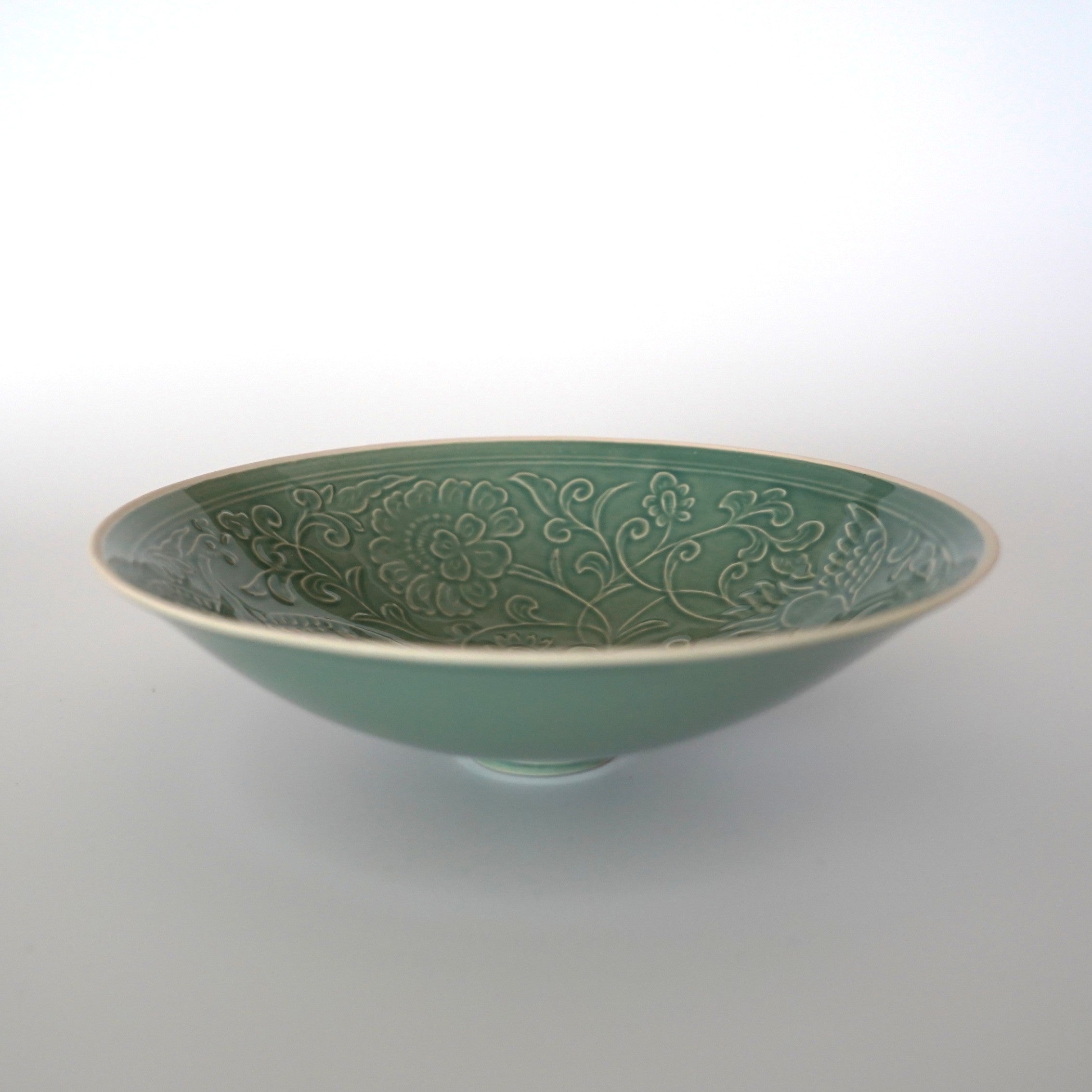 仿古印花鳳凰文壺承 ②緑