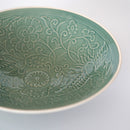 仿古印花鳳凰文壺承 ②緑