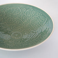 仿古印花鳳凰文壺承 ②緑