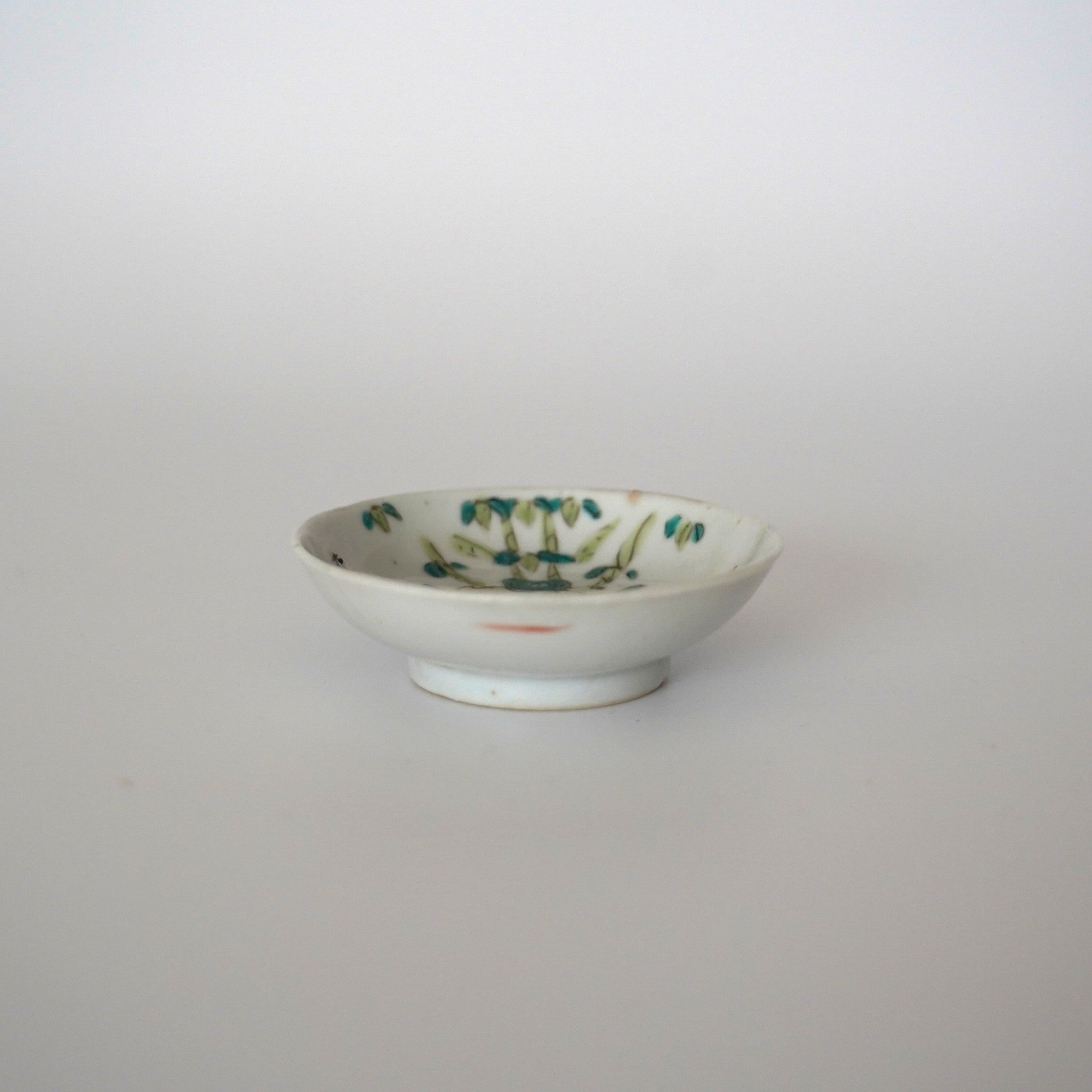 粉彩竹詩文豆皿