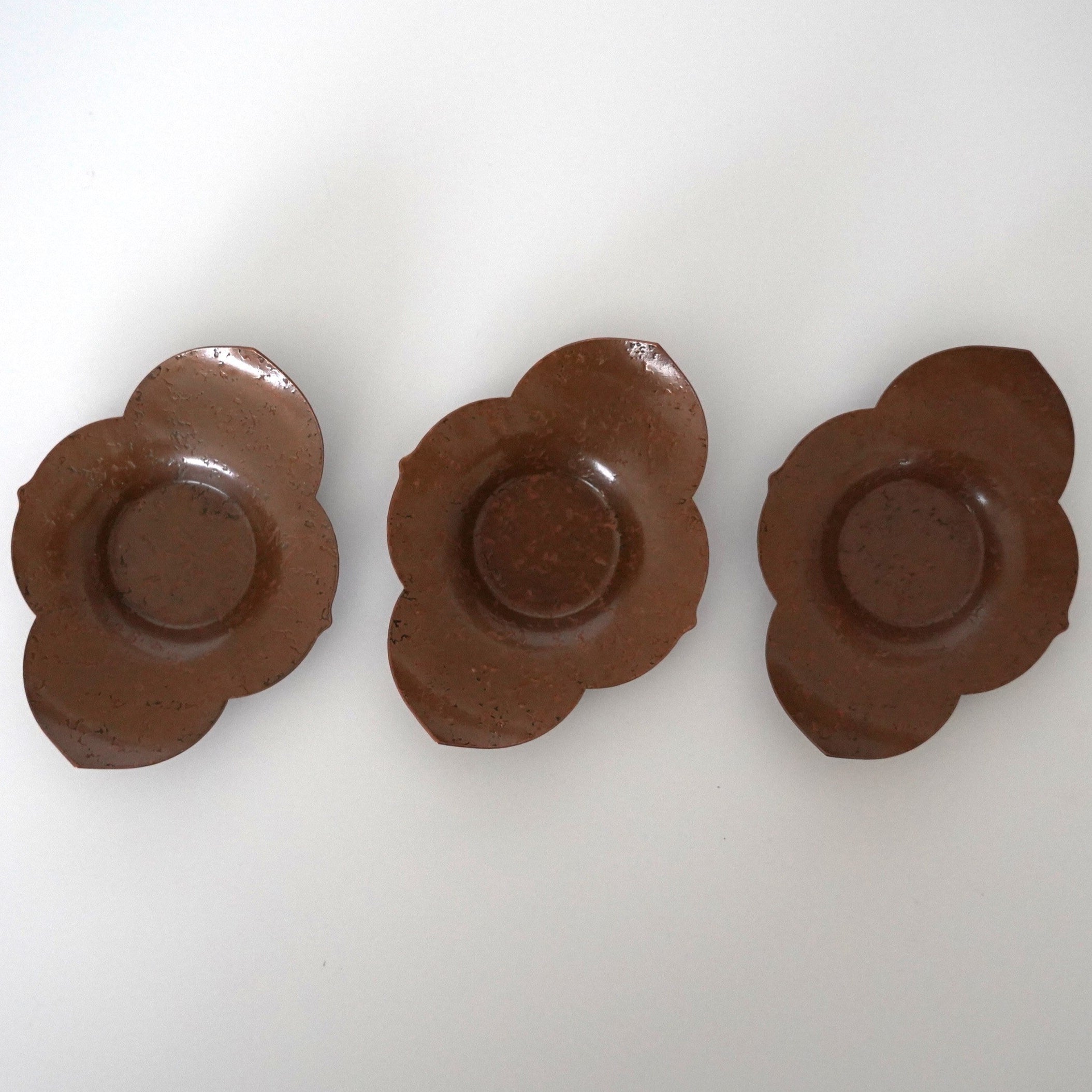 銅製花弁茶托3枚セット