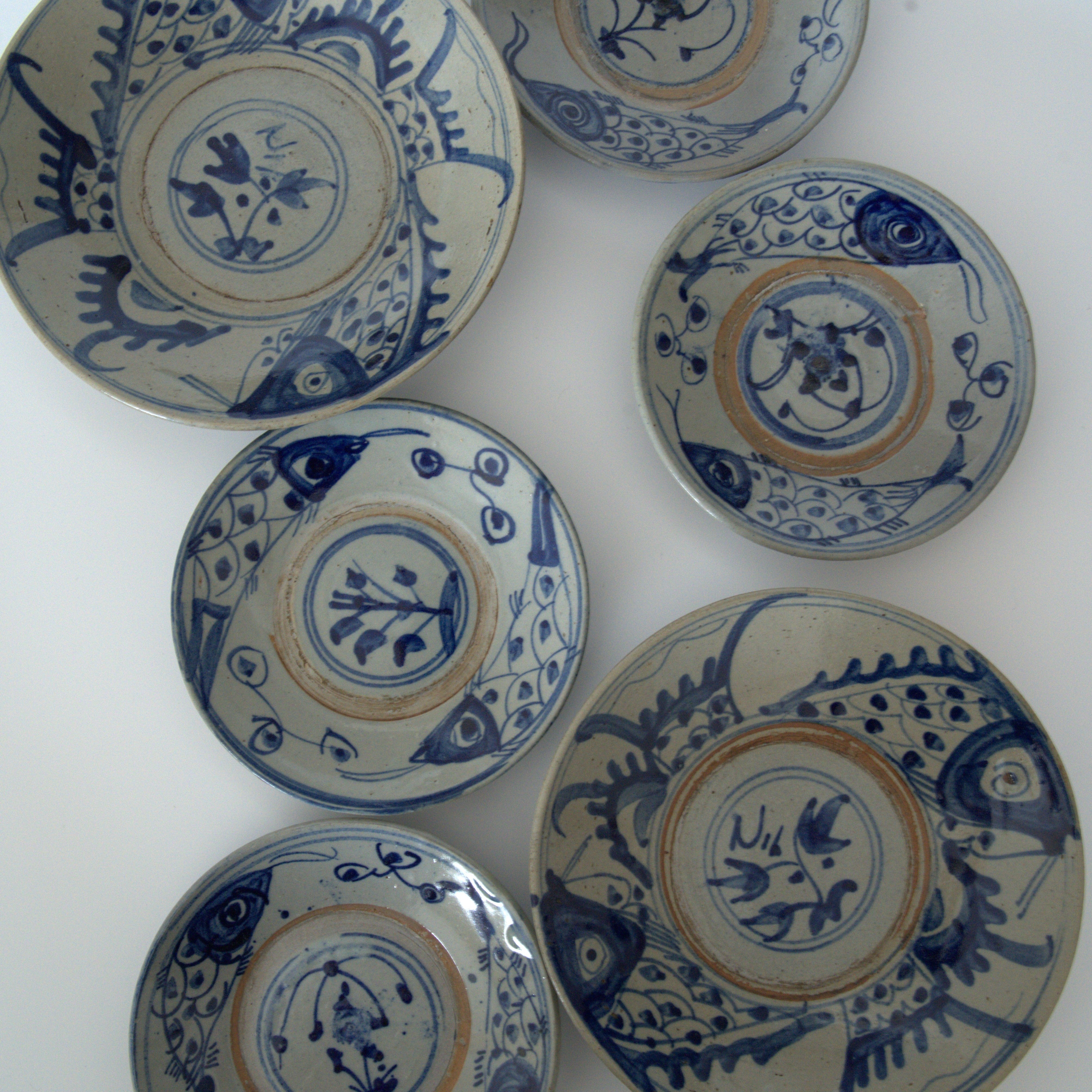 青花双魚花文皿大①