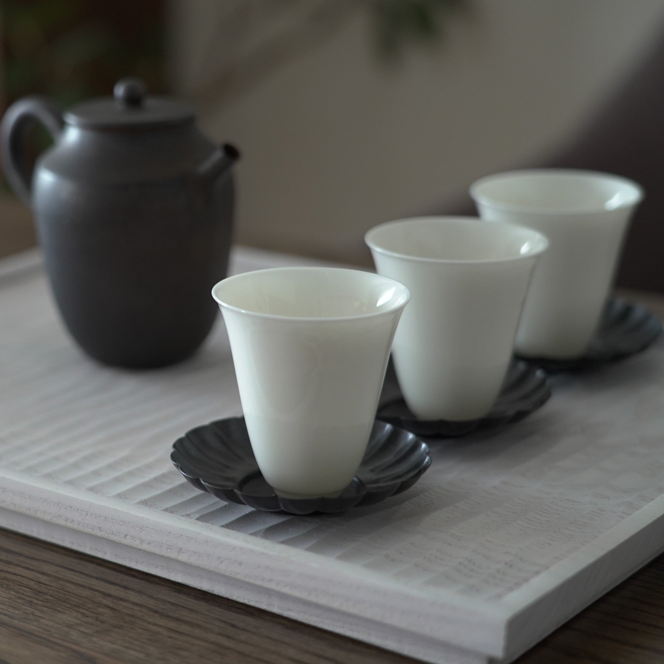 銅製輪花茶托3個セット