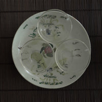 粉彩竹詩文皿③