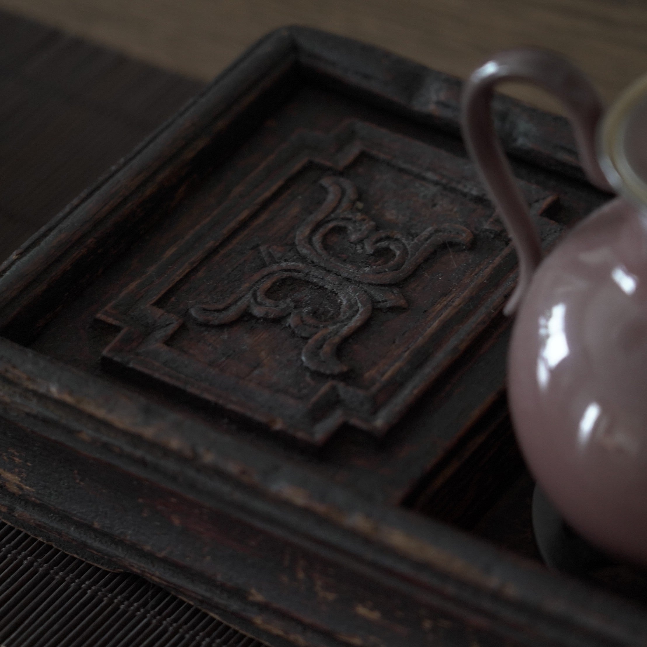 老木彫寿字木箱