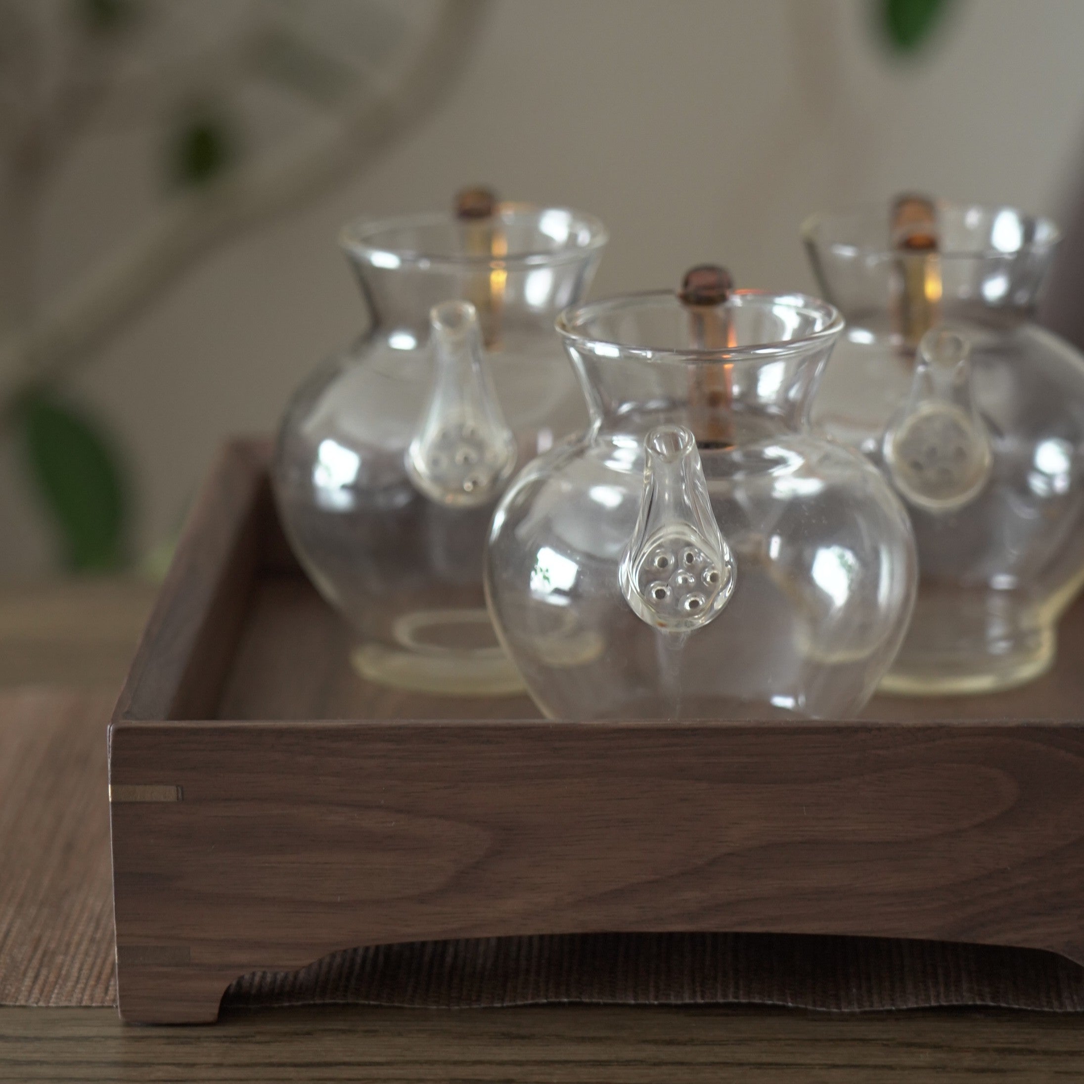 木製正方盆大　クルミ