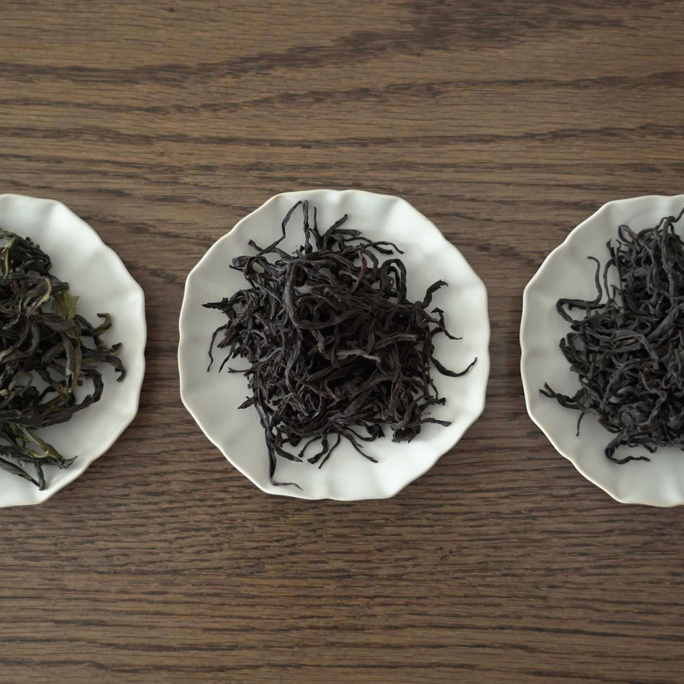 月白釉八角輪花茶托3個セット