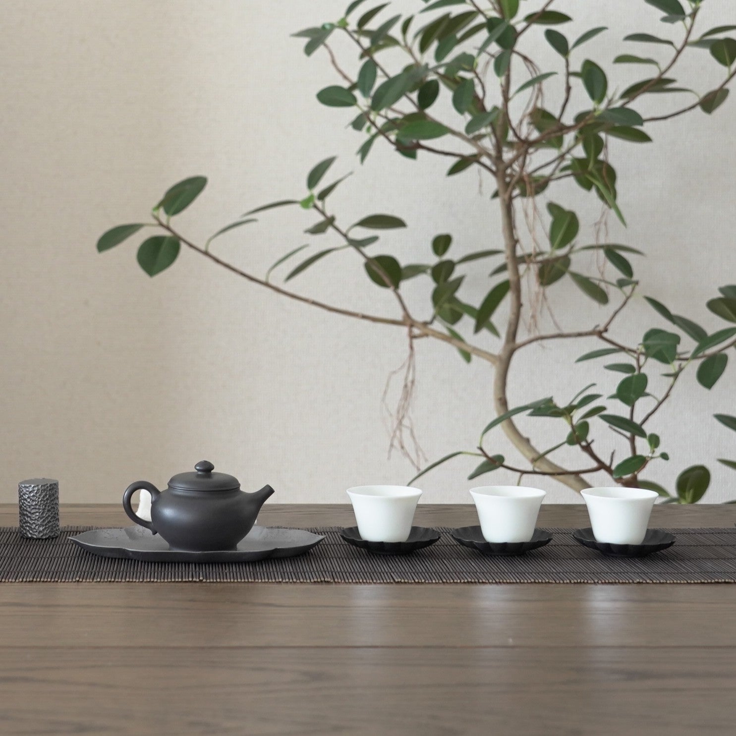 銅製輪花茶托3個セット