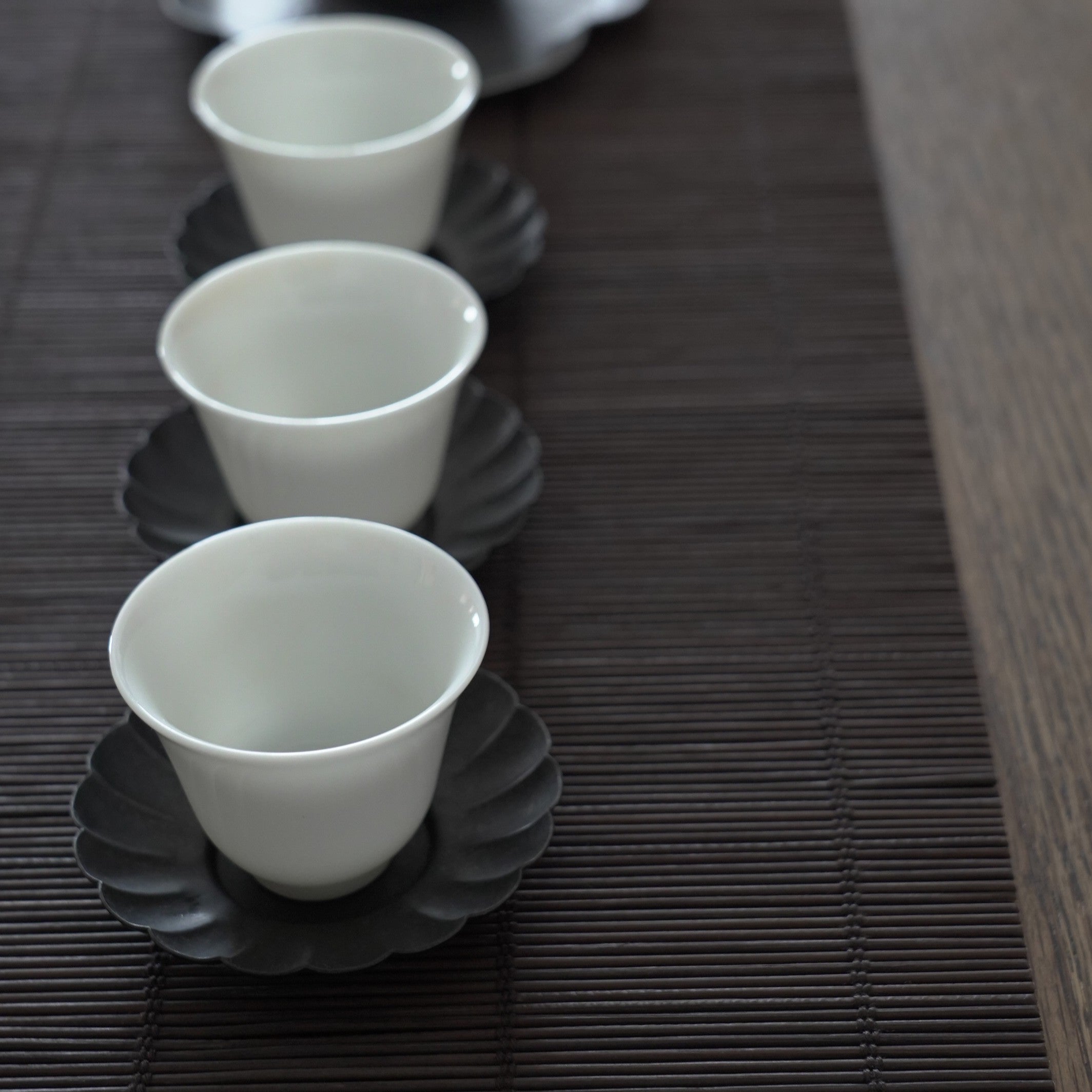 銅製輪花茶托3個セット