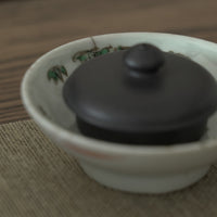 粉彩竹詩文豆皿⑧