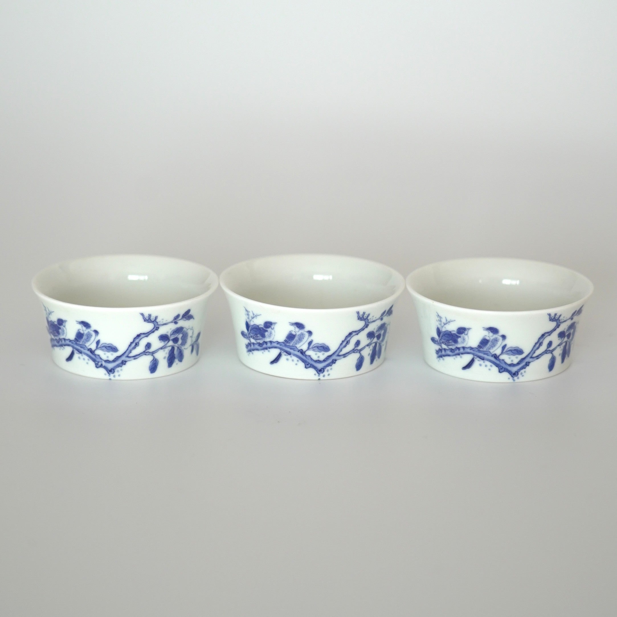 【蚤の市】青花喜上眉梢文茶杯3個セット