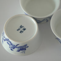【蚤の市】青花喜上眉梢文茶杯3個セット