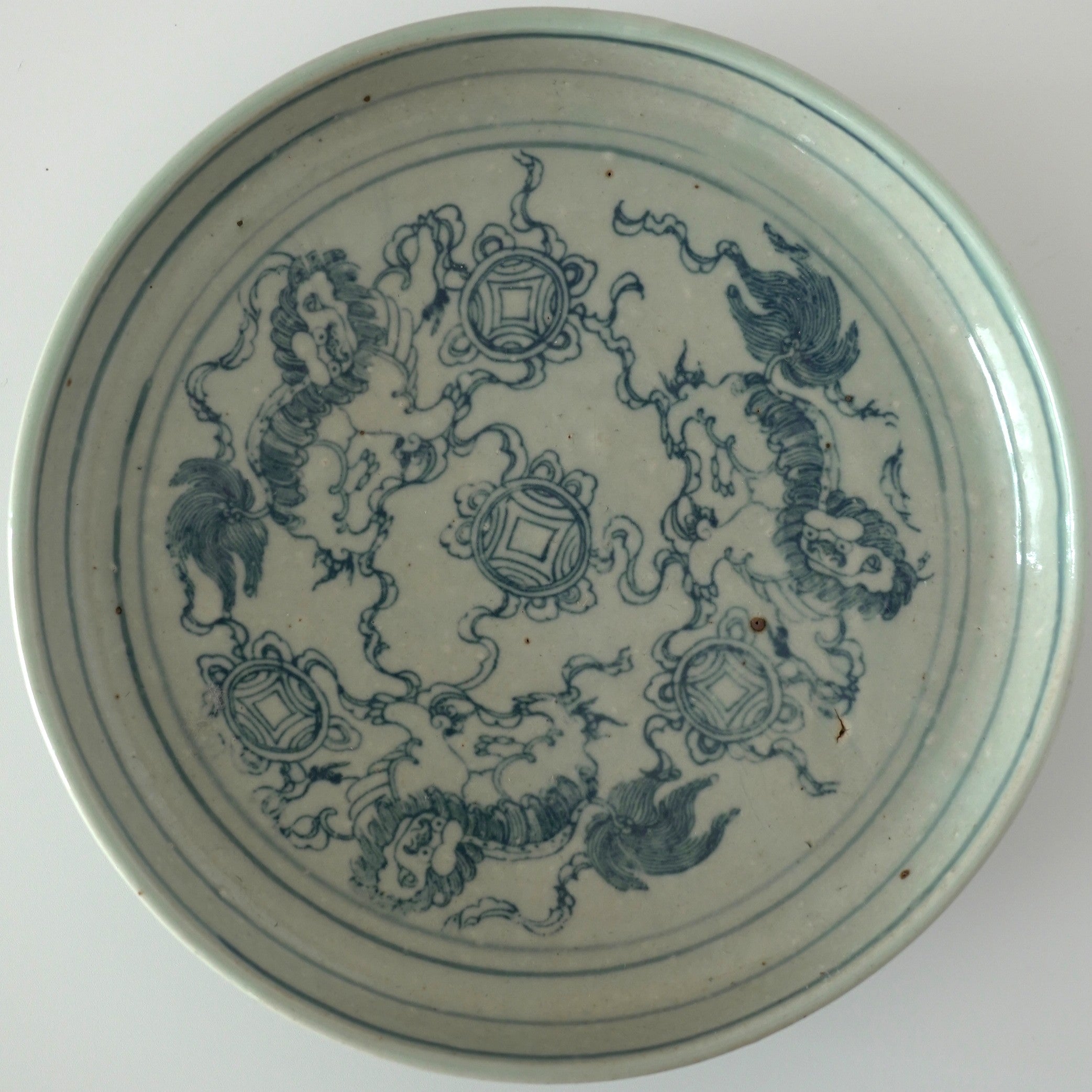 【蚤の市】青花七宝獅子文壺承