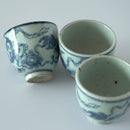 【蚤の市】青花七宝獅子文茶杯3個セット