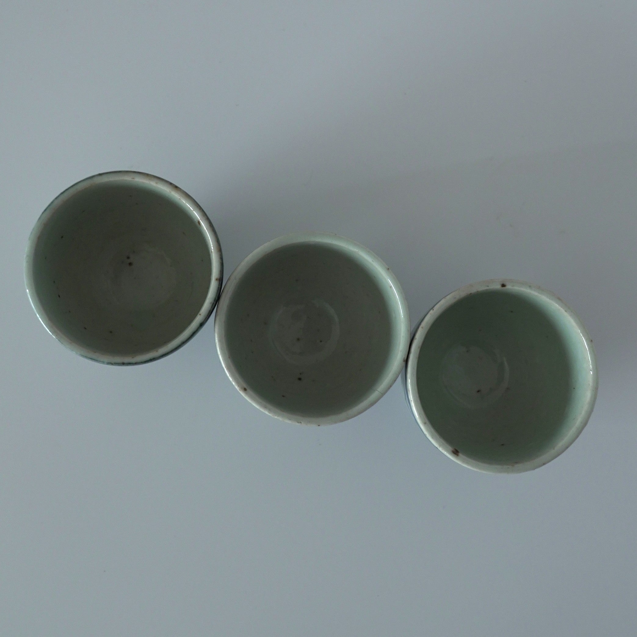 【蚤の市】青花七宝獅子文茶杯3個セット