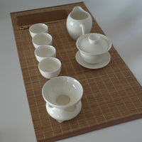 【蚤の市】白磁蓋碗茶海茶漉茶杯敷布茶則茶針10点セット