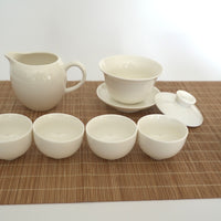 【蚤の市】白磁蓋碗茶海茶漉茶杯敷布茶則茶針10点セット