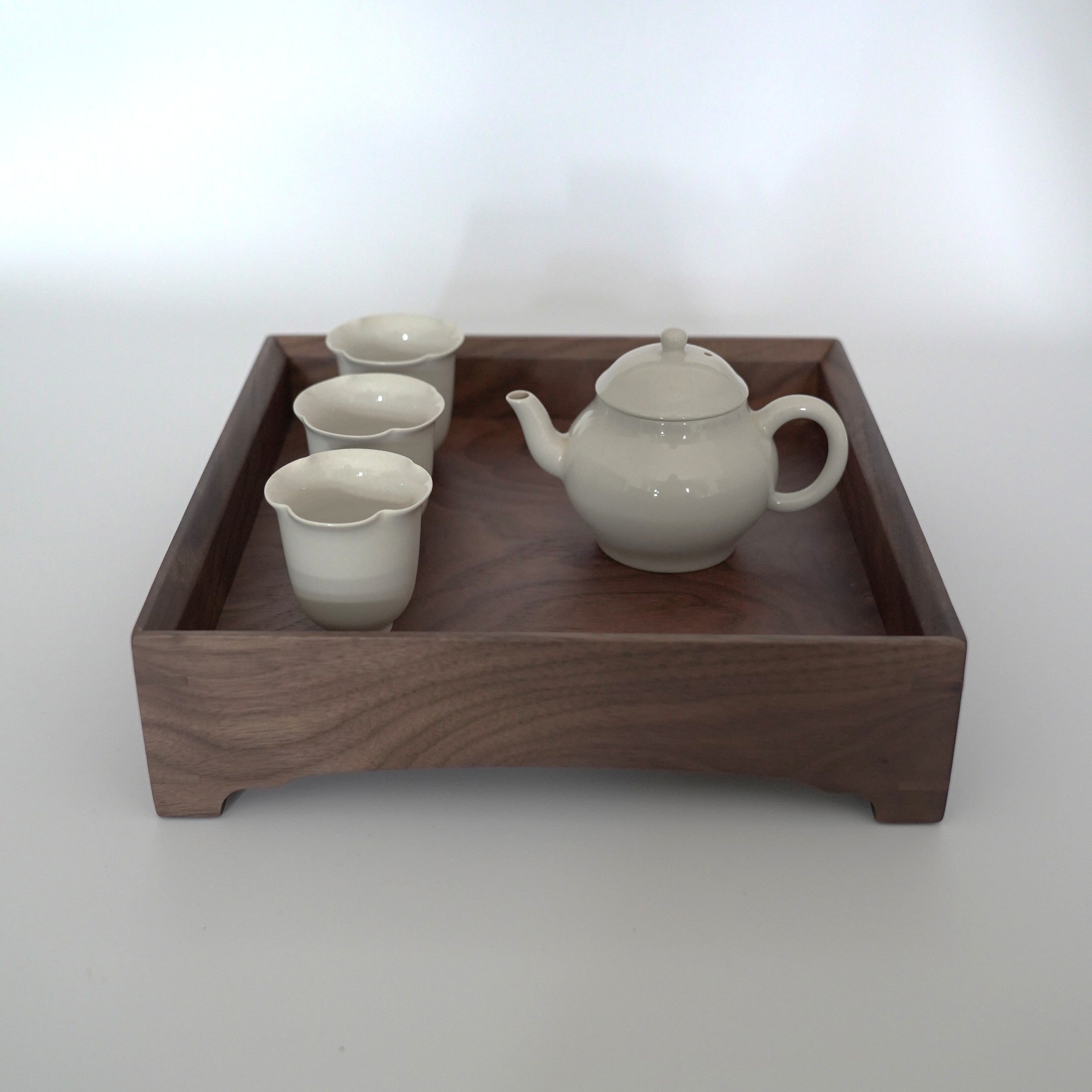 木製正方盆大　クルミ