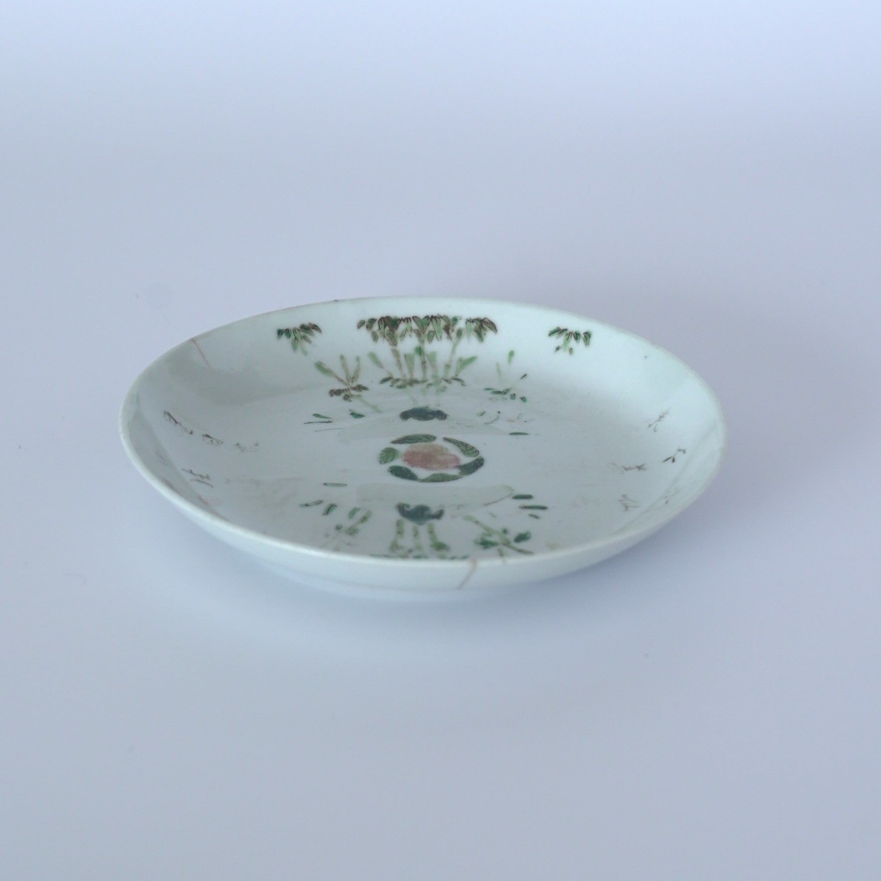 粉彩竹詩文皿②