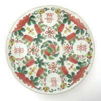 粉彩瓜稜福喜文皿大