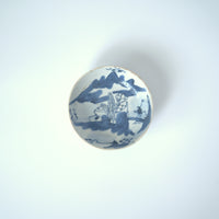 青花山水人物文豆皿