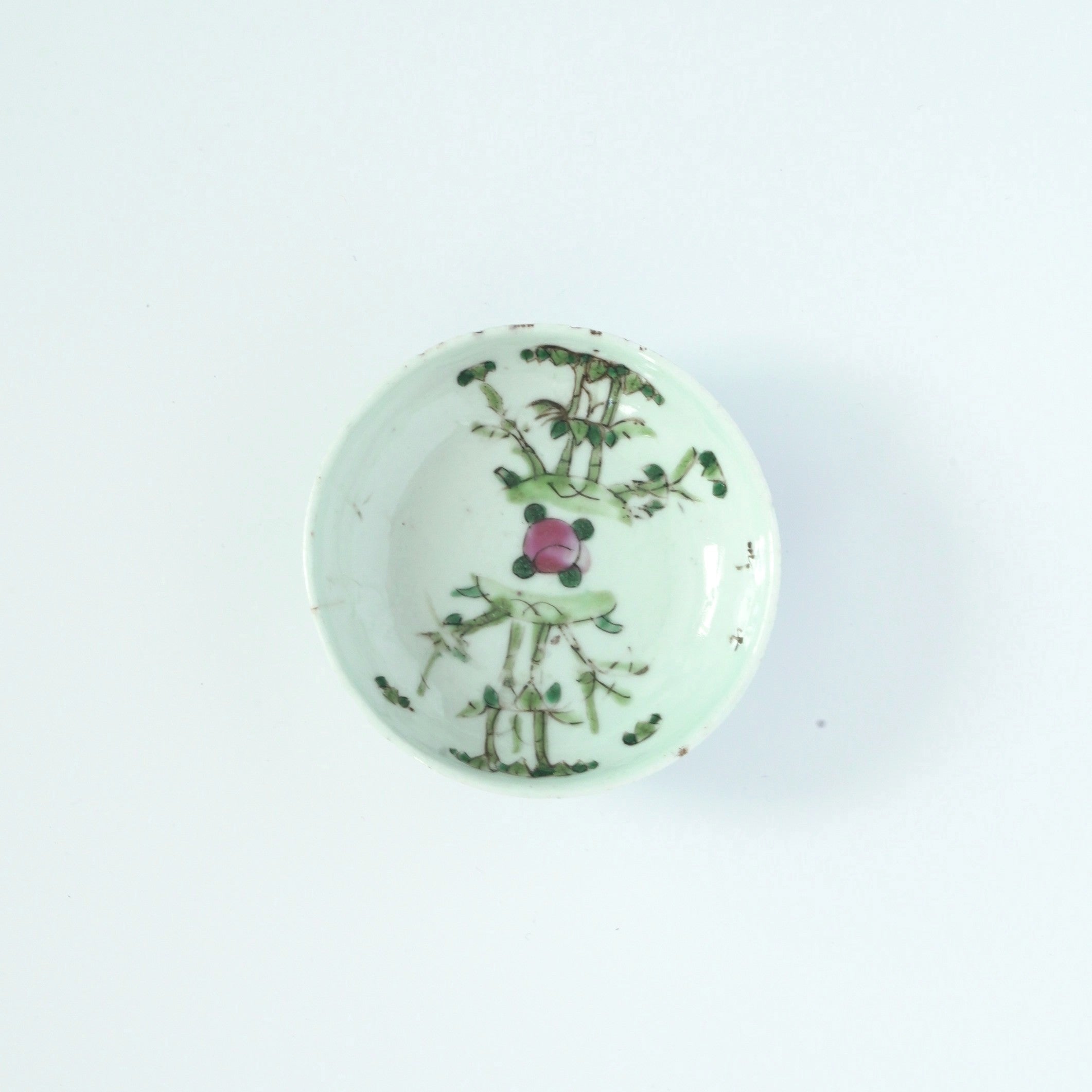 粉彩竹詩文豆皿⑥